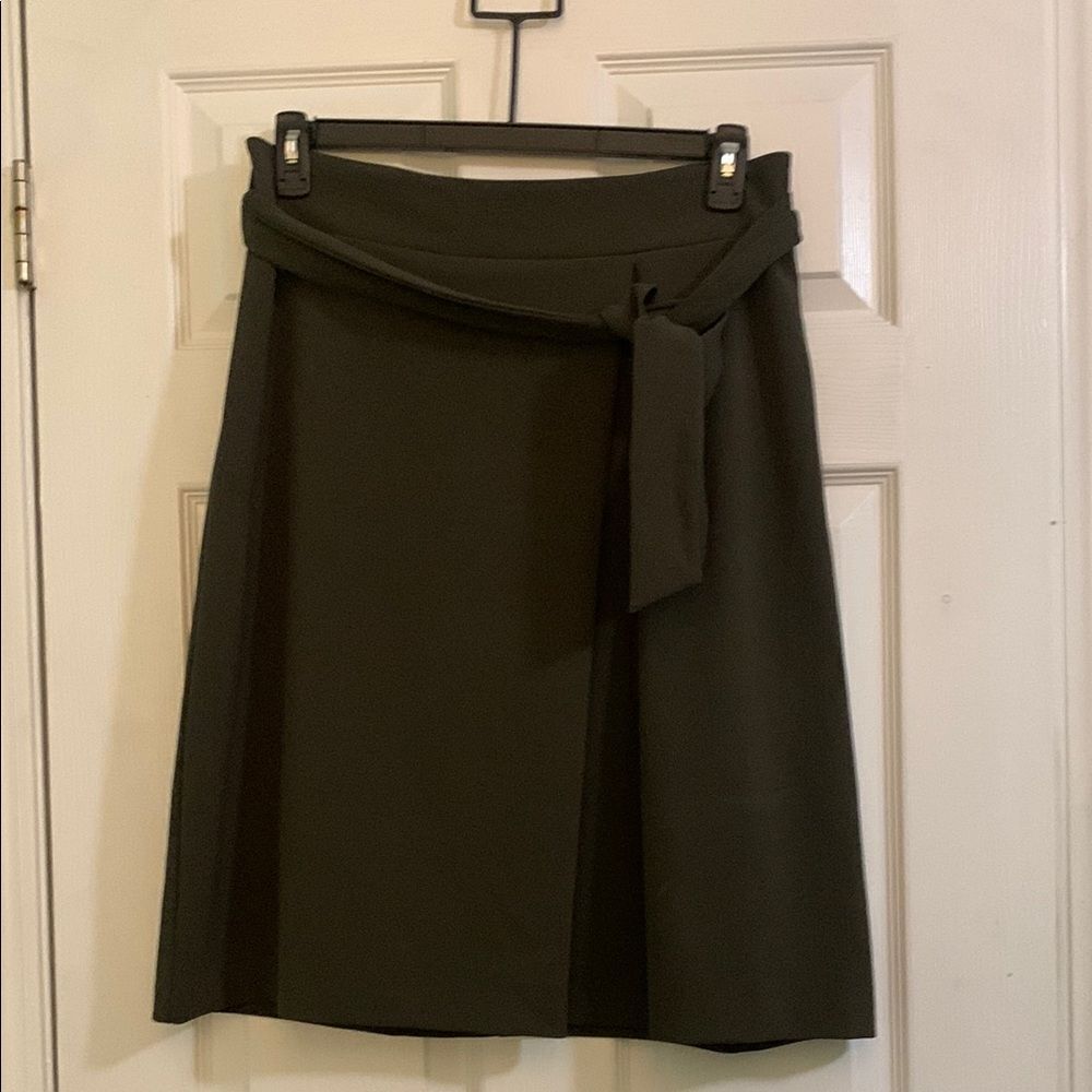 Worthington Tie Waist Midi Skirt Size 12 Dark Green